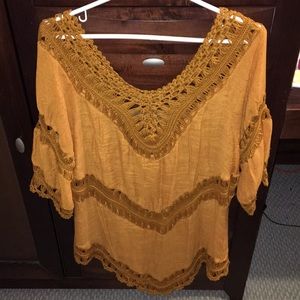 Thread detailed three quarter sleeve blouse
